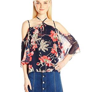 XOXO - Cold Shoulder Floral Blouse